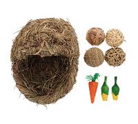 Toyvian Nid Herbe Tressée pour Petits Animaux Maison Herbe Naturelle pour et Hamsters à Mâcher Apaisant et Confortable Design Artisanal Close to Nature pour Cage Intérieure de Lapin