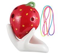 Toyvian Ocarina Garçon Fille Six Fraise Rouge avec Cordon et Support Instrument de Musique Ludique pour Débutants Méthode Anglaise Incluse