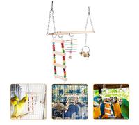 Toyvian Oiseaux Balançoire Résistante aux Morsures en Bois Naturel pour Perruches Calopsittes Soin Dentaire et Repos pour Cage à Oiseaux Couleur Aléatoire