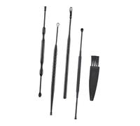 Toyvian Outil de Nettoyage des Oreilles Kit 5 Pièces Spiralé Double Tête Noir Antidérapant Coffret Pratique pour Élimination du Cérumen Usage Familial Soins Auditifs