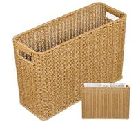 Toyvian Panier de Rangement Tissé en Rotin Synthétique Bicolore, Grand Bac de Rangement Léger Poignées Creuses, Organisateur de Maison Polyvalent pour Bureau et Espace Quotidien, Style
