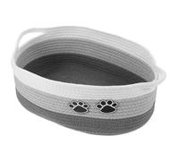 Toyvian Panier de Rangement Tressé en Corde de Coton 100% Naturel Forme Griffe de Chat Bicolore Gris Taille Moyenne Panier Multi-Usages pour Bureau Maquillage et Accessoires