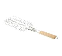 Toyvian Panier Grillades INOX avec Poignée Bois Barbecue Légère et Résistante pour Saucisses et Maïs Compatible Gaz et Accessoires Cuisson Barbecue Pratique