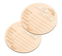 Toyvian Panneau de Naissance en Bois Marron 2pcs Forme Circulaire Décoratif pour Bébé Annonce Présent et Décoration de Fête Photo
