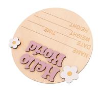 Toyvian Panneau Prénom Bébé Rond En Bois Pour Annonce De Naissance Polyvalent Bébé -né Présent Décoration Fête Naissance Bois Naturel