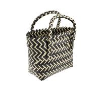 Toyvian Paquet à Main Panier Tressé Femme En Paille Naturelle Noir Et Beige, Paquet Panier Plage Décontracté, Léger Et Spacieux Pour Shopping Et Quotidien, Format Moyen