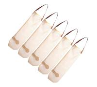 Toyvian Paquet de Rangement Suspendus en Filet Beige, Paquet Réutilisables en Polyester et PU Lot de 5 Faciles à Utiliser pour Légumes et Oignons, à Suspendre Cuisine ou Partout chez Soi