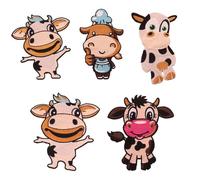 Toyvian Patch Brodé Hydrosoluble Vache 5 Pièces Écussons Décoratifs pour Vêtements et Paquet Motifs Animaux Mignons Autocollants Couture pour Personnalisation et Réparation
