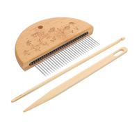 Toyvian Peigne à Tisser en Bambou 29 Dents Aiguille à Gros Chas 145 CM Crochet Afghan 4 MM Outils de Crochet et Tissage pour Loisirs Créatifs Kit 3 Pièces Portable pour Tapisserie et