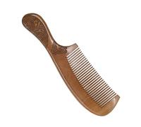 Toyvian Peigne en bois de pêcher double face sculptée avec manche 21 cm, portable sans électricité statique, peigne démêlant pour femmes coiffage cheveux bouclés