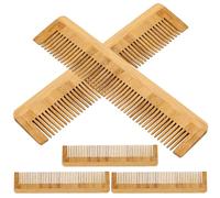 Toyvian Peigne en Bois Naturel Bambou 5pcs pour Cheveux Bouclés et Ondulés, Ergonomique et Confortable à Tenir, Démêlant et Lissant pour Hommes et Femmes