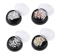 Toyvian Perles pour Nail Art 4 Pièces 3 Mm Rondes Blanches Perles en Acier Doré Argenté Décorations Ongles Femmes et Filles DIY Manucure Accessoires