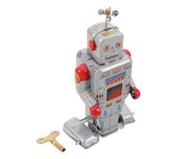 Toyvian Petit Robot à Remontoir Vintage en Métal, Décoratif | Finition en Fer Blanc Argenté, Style Rétro pour Étagère, Objet de Collection, Idée Présent et Fête
