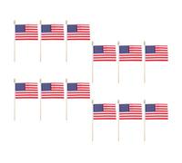 Toyvian Petits Drapeaux Américains à Main avec Bâton en Bois de 25 Cm en Polyester Lot de 12 Résistants la Déchirure, Décoration pour Événements Patriotiques