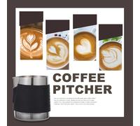 Toyvian Pichet à Lait Inox avec Manchon Silicone Anti-chaleur Tasse à Mousse Latte Art Résistant Poignée pour Café Cappuccino Maison et Professionnel