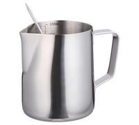 Toyvian Pichet à Mousse Inox 350 Ml Pinceau à Latte et Graduation Intérieure Double, Accessoire Barista pour Café Maison et Restaurant