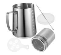 Toyvian Pichet Mousseur Lait Inox avec Bec Verseur Précis pour Latte Art Pot Lait Inoxydable à Double Échelle Accessoire pour Cappuccino et Espresso