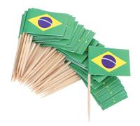 Toyvian Pics à Fruits Décoratifs Drapeau Brésilien 100 Pcs en Bois Et Papier, Cure-Dents pour Desserts, Cocktails Et Fêtes, Pique Apéritif Thème Brésil, Accessoires Décoration Cocktail
