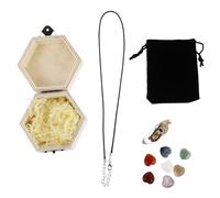 Toyvian Pierres de Chakra, Pierres de Cristal en Cristal et Bois, Pendentif Irrégulier, Coffret Présent, pour Reiki et Contemplation Couleur Aléatoire