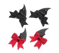 Toyvian Pinces à Cheveux Halloween 2 Paires Cornes de Démon et Ailes de Chauve-Souris Noir et Rouge Mini Barrettes Légères pour Costume Cosplay Fête et Décoration DIY
