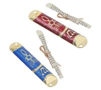 Toyvian Plaque de Bénédiction Mezouza en Fer 2pcs pour Porte et Montant avec Parchemin Unique, Décoration Juive Résistante la Décoloration pour Maison et Présent