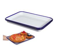 Toyvian Plat à Four Rectangulaire Émaillé Blanc 2 Pièces 26x18 Cm, Dureté et Transfert Rapide de Chaleur, pour Cuisson Four et Pâtisserie