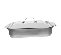 Toyvian Plat de Four Rectangulaire Acier Inoxydable avec Couvercle Bac Profond Anti-débordement pour Cuisine Maison et Restaurant Plateau de Service Polyvalent et Léger