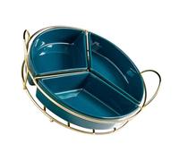 Toyvian Plateau à Fruits Compartimenté en Céramique Vert 3 Compartiments Assiette à Collations Multi-Usages pour Fruits Secs et Apéritifs la Cuisine Pique- et Réunions