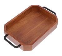 Toyvian Plateau à Thé en Bois Poignées Doubles, Plateau de Service Décoratif pour Snacks et Desserts, Grosse Capacité, Style Simple et Élégant, pour Dîner ou Café