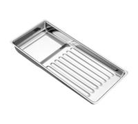 Toyvian Plateau de en Acier Inoxydable 304 Rainures Petit Plateau Rectangulaire pour Outils de Manucure Accessoires Nail Art et Instruments de Beauté Usage Salon Professionnel
