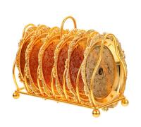 Toyvian Plateau de Fruits Doré 6 Pièces avec Étagère Métallique Dorée, Assiettes de Collation Miniatures pour Apéritif et Présentation, Plat de Service Multifonction Cuisine et Réception