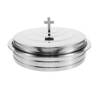 Toyvian Plateau de Service Sacré en Acier Inoxydable Argenté, Design Empilable et Capacité Grosse, pour Assiettes de Fête et Coupes de Communion Lors de Grands Rassemblements