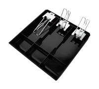 Toyvian Plateau de Tiroir-caisse Plateau à Monnaie à Compartiments Multiples Noir en Acier Inoxydable et Plastique, pour Ranger Espèces et Chèques Comptoir ou Bureau, Supérette et Magasin