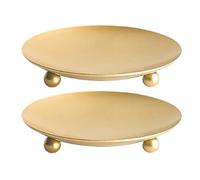 Toyvian Plateau Décoratif en Fer Doré pour Mariage, Lot de 2 Pièces, Résistant à Haute Température, Forme Ronde, pour Décoration de Fête Moderne