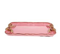 Toyvian Plateau Dessert en Résine Rose avec Nœud, Service Maison Élégant | Facile à Nettoyer, Surface Lisse et Brillante, pour Fruits, Cupcakes, Bijoux et Entrée