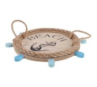 Toyvian Plateau en Bois Forme Gouvernail Petit Format Plateau Décoratif Nautique Rustique Centre de Table pour Maison de Plage Multi-usages Décoration Méditerranéen Naturel