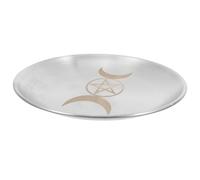 Toyvian Plateau Porte-Bougies Rond en Acier Inoxydable Motifs Lune pour Rituels Spirituels et Décoration d'Autel