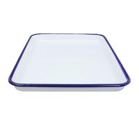 Toyvian Plateau Rectangulaire en Émail Blanc 28X39X28 CM - Plateau de Service Multifonction pour Laboratoire la Cuisine et Présentation - Plat Résistant aux Rayures pour Apéritifs et