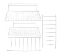 Toyvian Plateforme Perchoir pour Oiseaux avec Échelle Intégrée en Acier | Structure Grillagée, Facile à Nettoyer, Installation Simple, pour Cages Domestiques, Blanc, 17x12x4,4cm