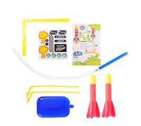 Toyvian Pneumatique Fusée Spatiale pour Garçon Fille Lanceur Extérieur Rouge Orange Angle Réglable Kit Créatif pour Fille et Garçon Développe la Motricité Manuelle