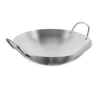 Toyvian Poêle Wok Inoxydable 32 Cm Double Poignée, Casserole à Fond Rond Compatible Induction, Ustensile Cuisine Multifonction Pratique pour Cuisson Maison