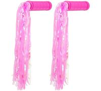 Toyvian Poignées de Guidon de Vélo Antidérapantes Caoutchouc Souple avec Franges Décoratives Rose Accessoires pour VTT Trottinette Tricycle et Draisienne