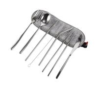 Toyvian Portable de Couverts Inox pour Voyage et Plein Air Fourchette Cuillère Baguettes Brosse Nettoyage Couteau Acier Léger et Résistant Facile à Transporter Nettoyer