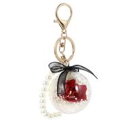 Toyvian Porte-clés Fleur Éternelle Rouge Perles Décoratives, Pendentif Fait Main en Fausse Rose, Accessoire Suspendu Mode pour Paquet à Main, Bijou Léger et Délicat pour Usage Quotidien
