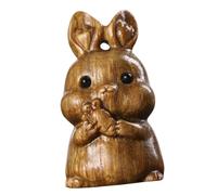 Toyvian Porte-clés Lapin Bois Naturel Sculpté Main avec Pendentif Carotte Décoration Vintage pour Porte Entrée et Accessoire DIY Charmant