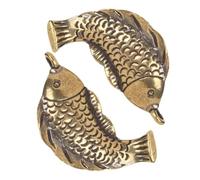 Toyvian Porte-clés Pendentif en Laiton Vintage de Carpe, 2 Pièces, Compact et Résistant, comme Breloque Rétro pour Paquet ou Usage Quotidien