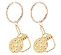 Toyvian Porte-Clés Raquette de Pickleball Ajouré en Acier Inoxydable Doré Lot de 2 Mini Porte-Clés Légers pour Paquet de Sport Accessoires Sportifs et Étiquettes Bagages pour Passionnés