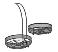 Toyvian Porte-fruits Cuisine Double Étage en Fer Noir avec Crochet Amovible, Grosse Capacité pour Organiser Fruits et Snacks sur Bureau