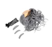 Toyvian Postiche Chauve 3 Pièces Cuir Chevelu Ondulé, Barbe et Sourcils Gris, Accessoire de Costume Vieil Homme pour Soirées Costumées et Événements Annuels
