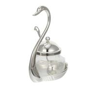 Toyvian Pot à Condiments en Verre Cuillère, Récipient Forme Cygne Argenté, pour Thé Sucre Sel Épices et Café en Vrac la Cuisine et Table